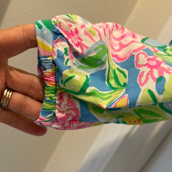Lilly Pulitzer Green and Pink Graphic Long Sleeve Blouse - Picture 4 of 5